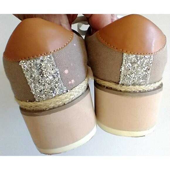 Dolce Vita Sneakers Tomas Rope Canvas Taupe Paint Splatter Platform Shoes - 8M - Picture 5 of 8